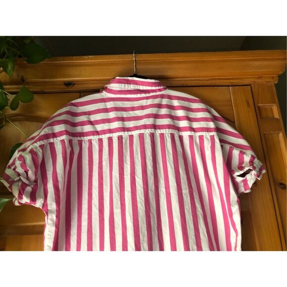"A New Day" Pink/White Candy Striped Shirt/Dress SZ M - Picture 6 of 12